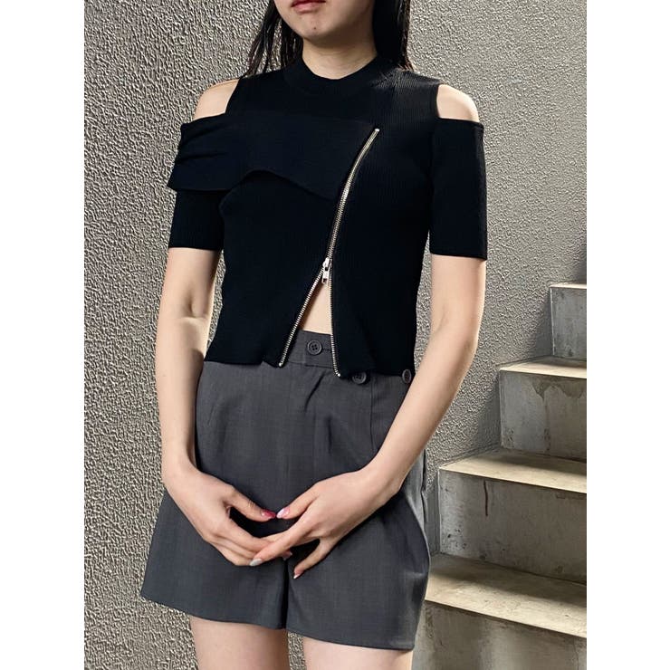 ショルダーカットZIPハーフニット | MURUA | 詳細画像4 