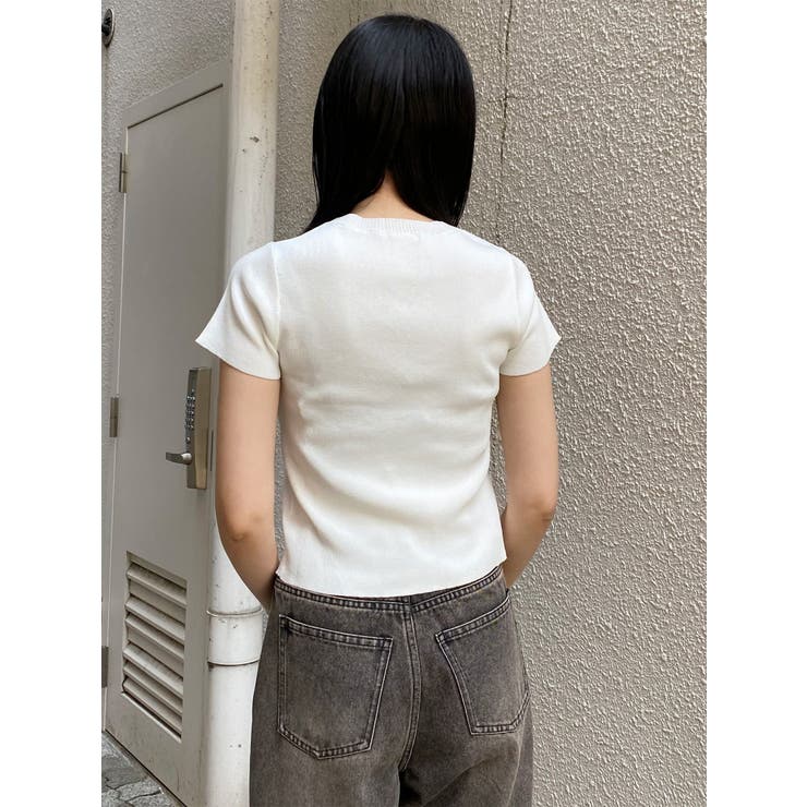 レースレイヤードVネックハーフニット | MURUA | 詳細画像12 