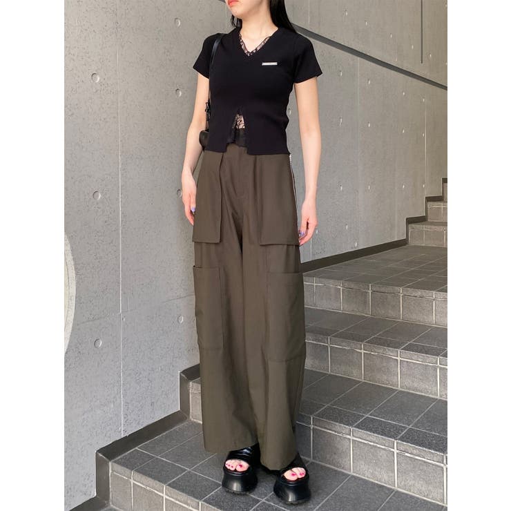 レースレイヤードVネックハーフニット | MURUA | 詳細画像37 