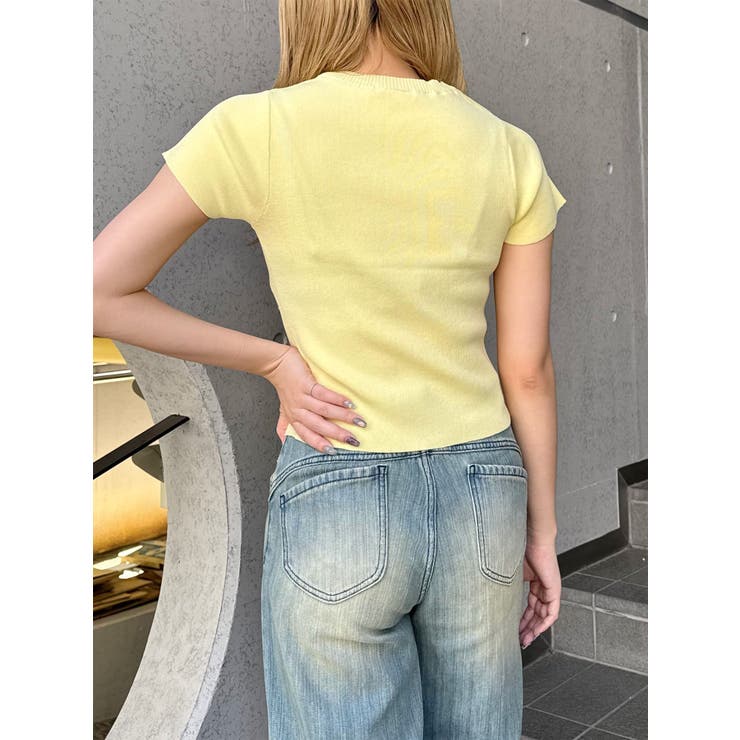 レースレイヤードVネックハーフニット | MURUA | 詳細画像48 
