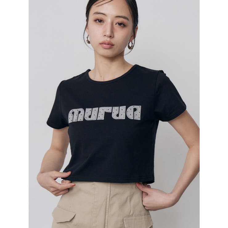 ブラック | パターンロゴパッチTシャツ | MURUA
