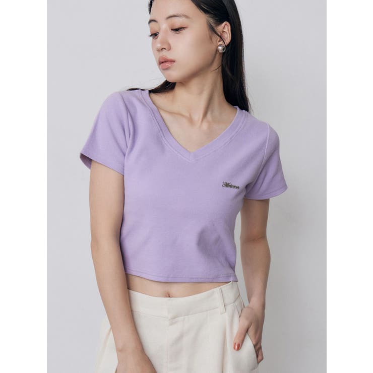 パープル | ライティングロゴプレートTシャツ | MURUA