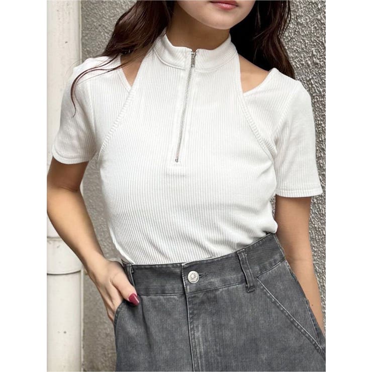 ホワイト | ホルターハーフジップテレコトップス | MURUA