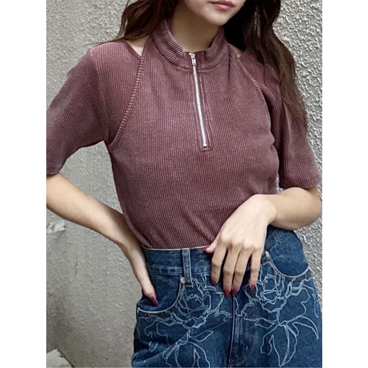 ピンク | ホルターハーフジップテレコトップス | MURUA