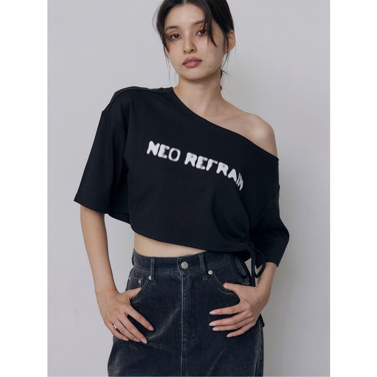 ブラック | ワンショルロゴワイドTシャツ | MURUA