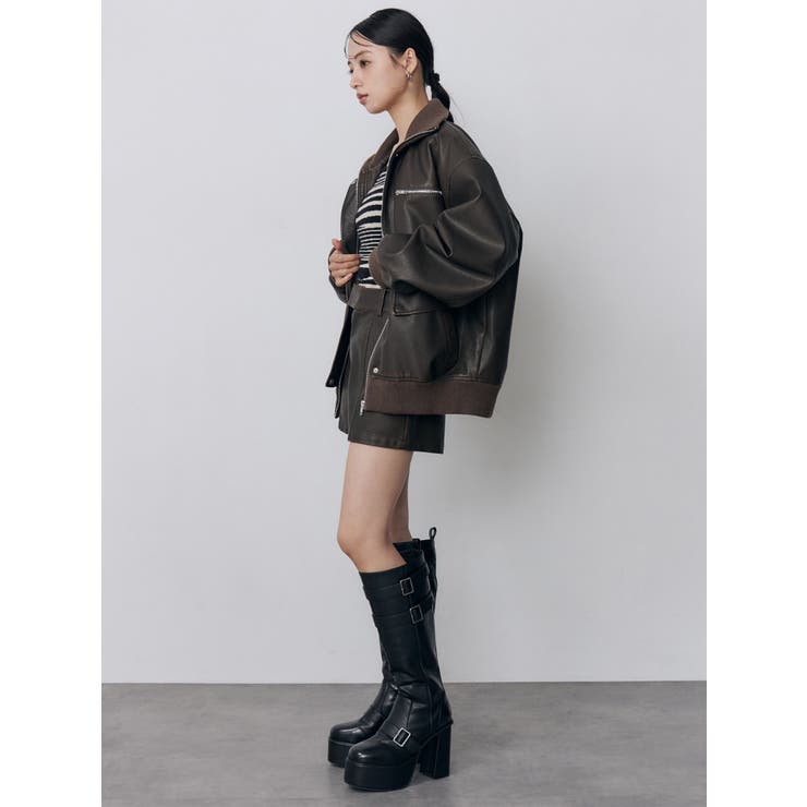 リブカラーフェイクレザーブルゾン【セットアップ着用可】 | MURUA | 詳細画像9 