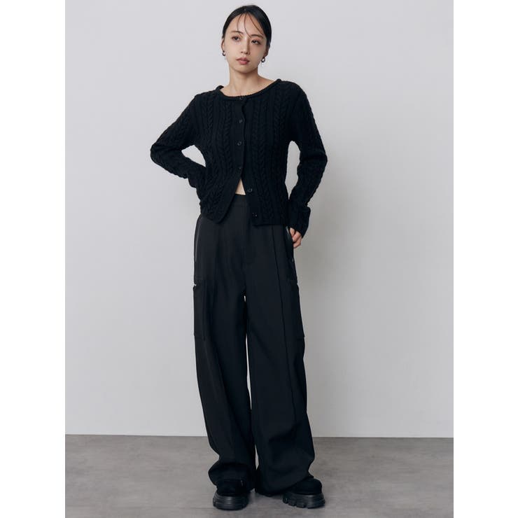 フェイクファーカラーケーブルニット | MURUA | 詳細画像16 