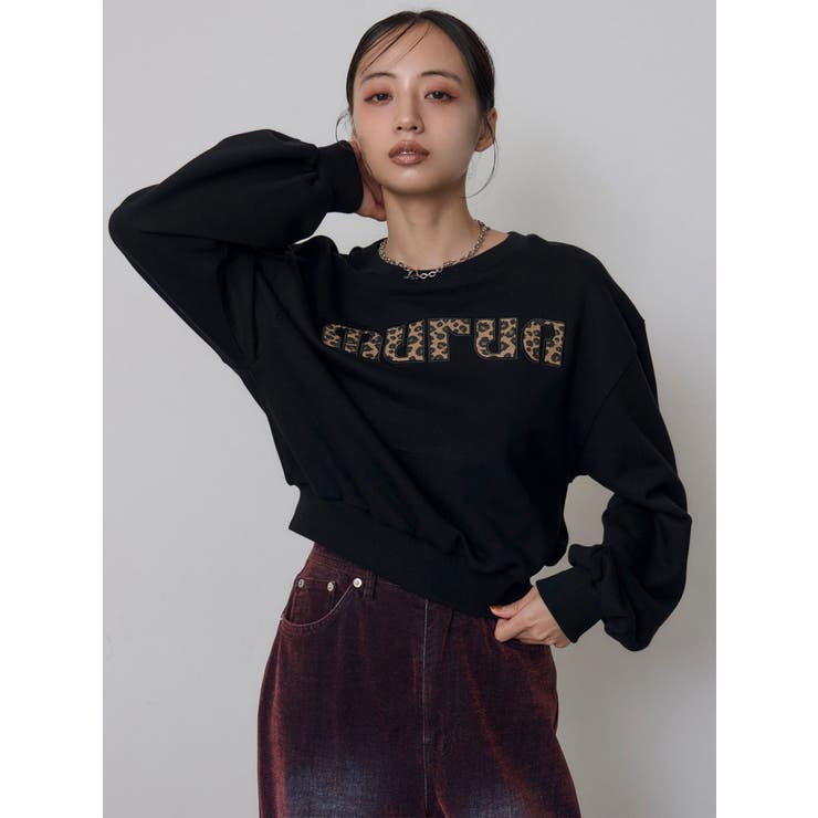 ブラック | パッチワークロゴスウェットトップス | MURUA