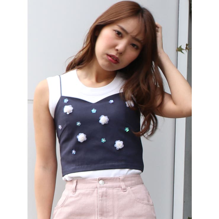 sw】フラワースパングルビジュービスチェ[品番：MKSW0016903]｜dazzlin