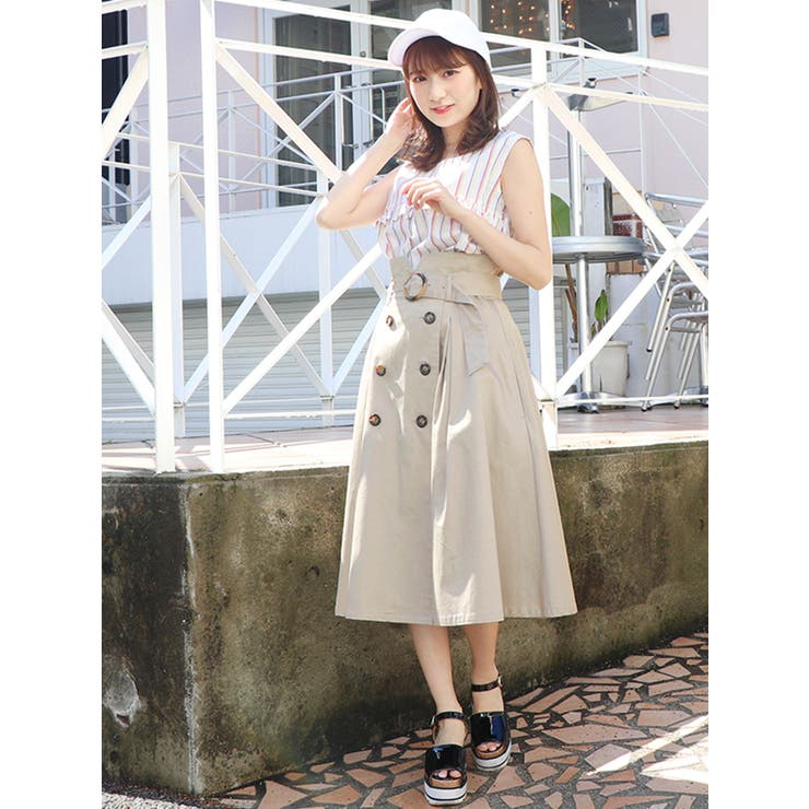sw】トレンチライクミモレスカート[品番：MKSW0017264]｜dazzlin