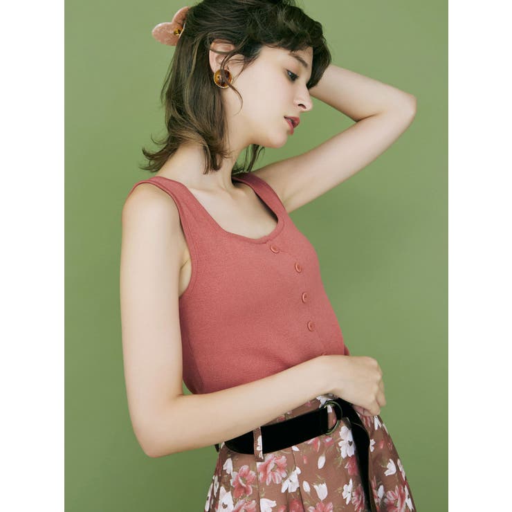 ピンク | 【sw】ボタン付タンクニットトップス | dazzlin