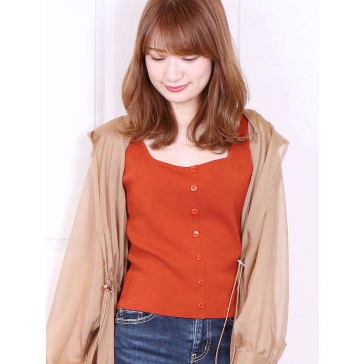 ブラウン | 【sw】ボタン付タンクニットトップス | dazzlin