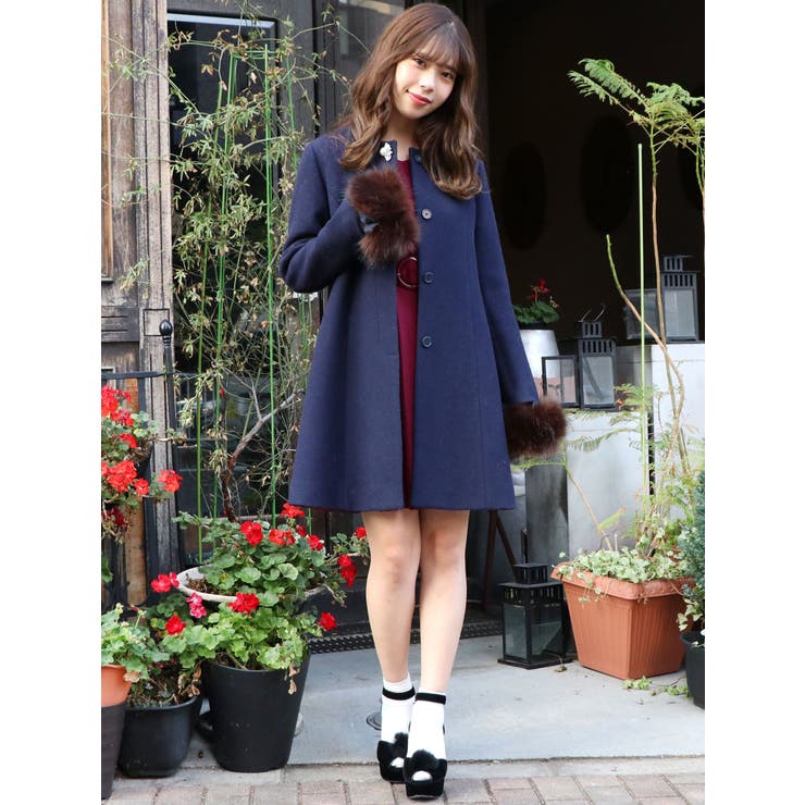 sw】ノーカラーガーリーコート[品番：MKSW0017338]｜dazzlin（ダズリン