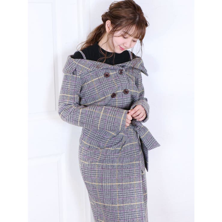 お値下げ！新品未使用タグ付き♡メゾンドドルチェ Dolce. フルールジャケット sw】デコルテあきチェックジャケット[品番：MKSW0017348