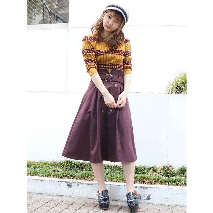 sw】モールボーダートップス[品番：MKSW0017413]｜dazzlin