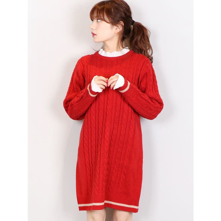 Sw 襟フリルケーブルニットワンピース 品番 Mksw Dazzlin ダズリン のレディースファッション通販 Shoplist ショップリスト