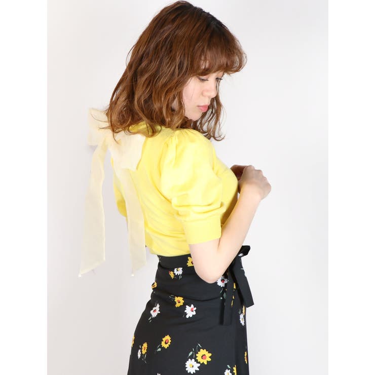 イエロー | バックリボンニットトップス | dazzlin