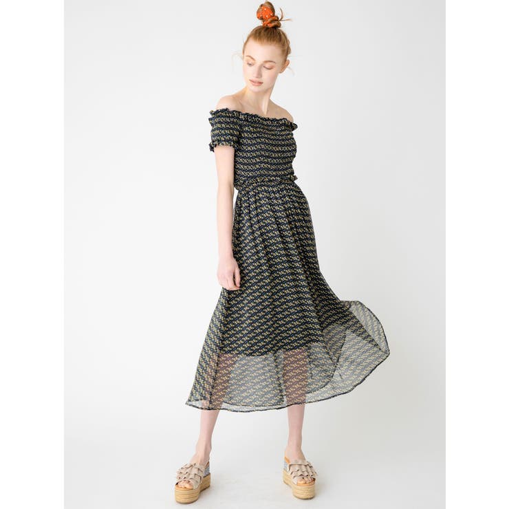 フラワーシャーリングワンピース[品番：MKSW0017626]｜dazzlin