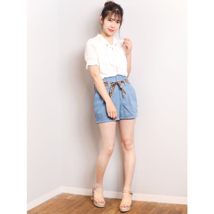 dazzlin デニム ミニスカート風 ショートパンツ デニムハイウエストショートパンツ[品番：MKSW0017653]｜dazzlin