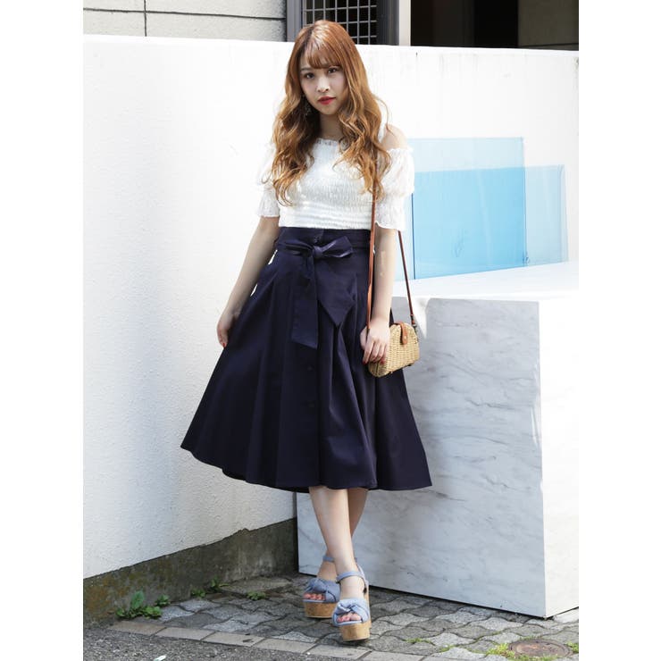 シェヴィダレン ◡̈ リネンスカート FRAY I.D 夏セール50%OFF フレイアイディー マチ付きキュプラ