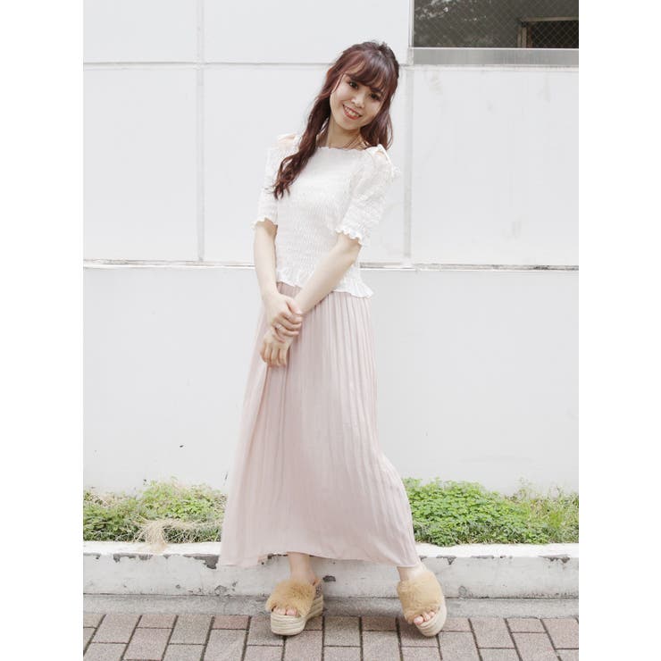 オフショルシャーリングトップス[品番：MKSW0022038]｜dazzlin
