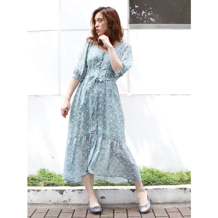 単色フラワーマキシワンピース[品番：MKSW0022736]｜dazzlin（ダズリン  