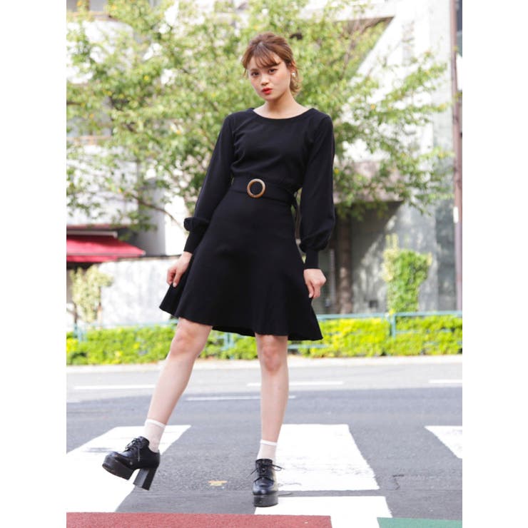 ニットフィット＆フレアワンピース[品番：MKSW0027065]｜dazzlin