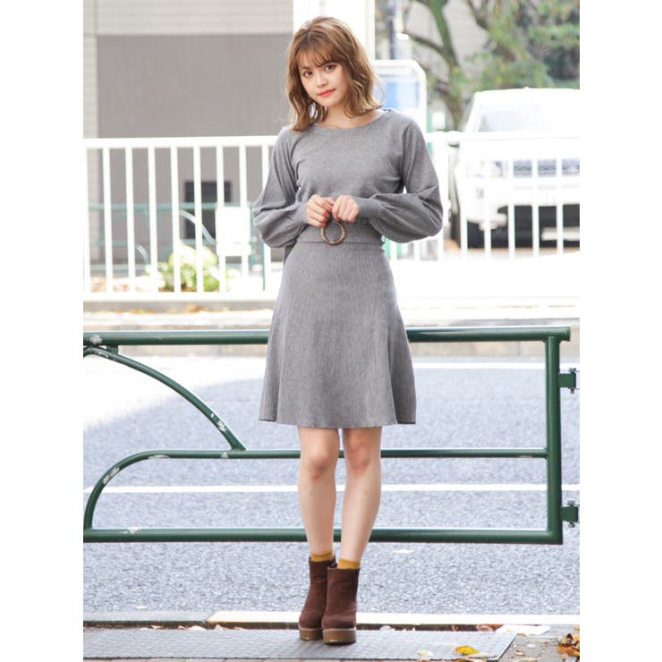 ニットフィット＆フレアワンピース[品番：MKSW0027065]｜dazzlin