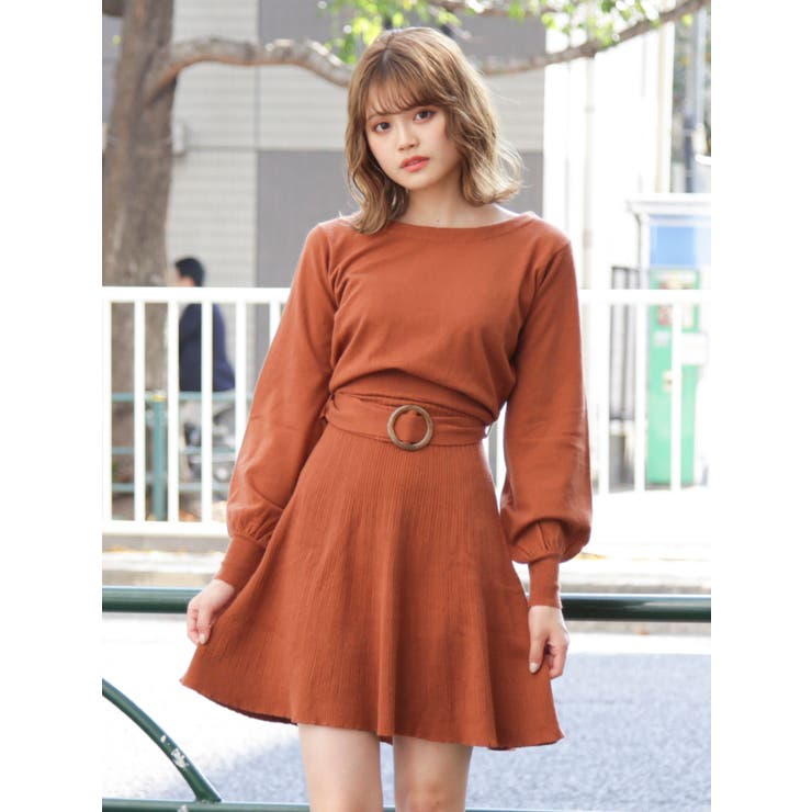 ニットフィット＆フレアワンピース[品番：MKSW0027065]｜dazzlin