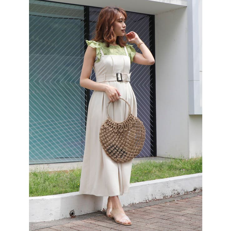 バックベルトデザインキャミワンピース[品番：MKSW0029579