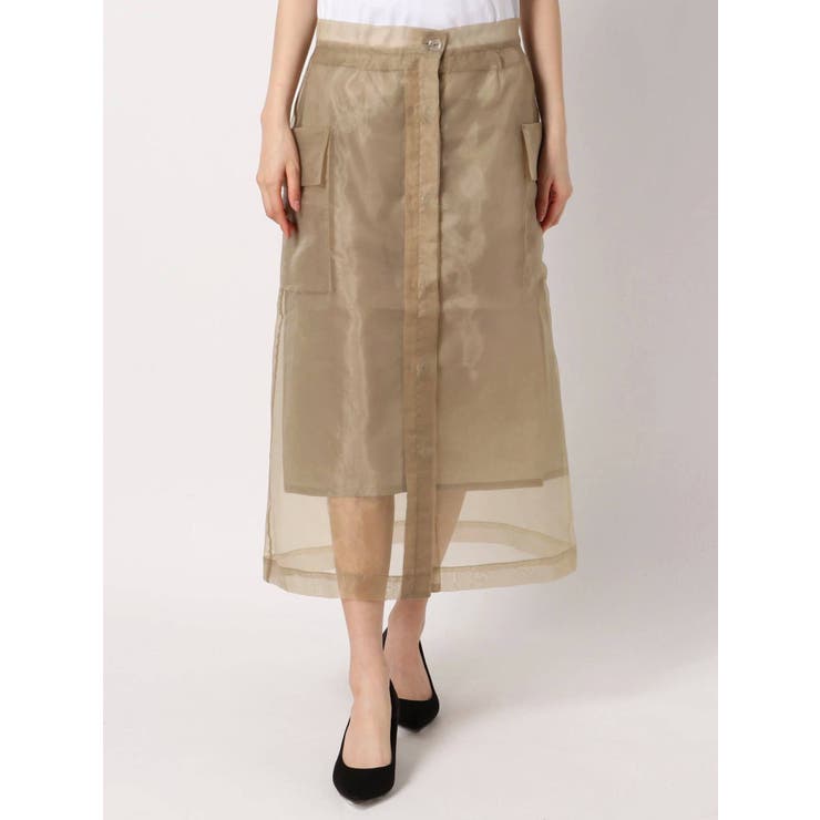 カーキ | シースルーポケットセミフレアスカート | dazzlin