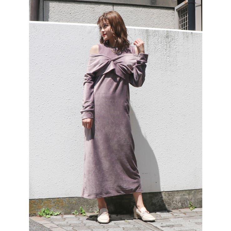カットベロアロングワンピース[品番：MKSW0031123]｜dazzlin（ダズリン