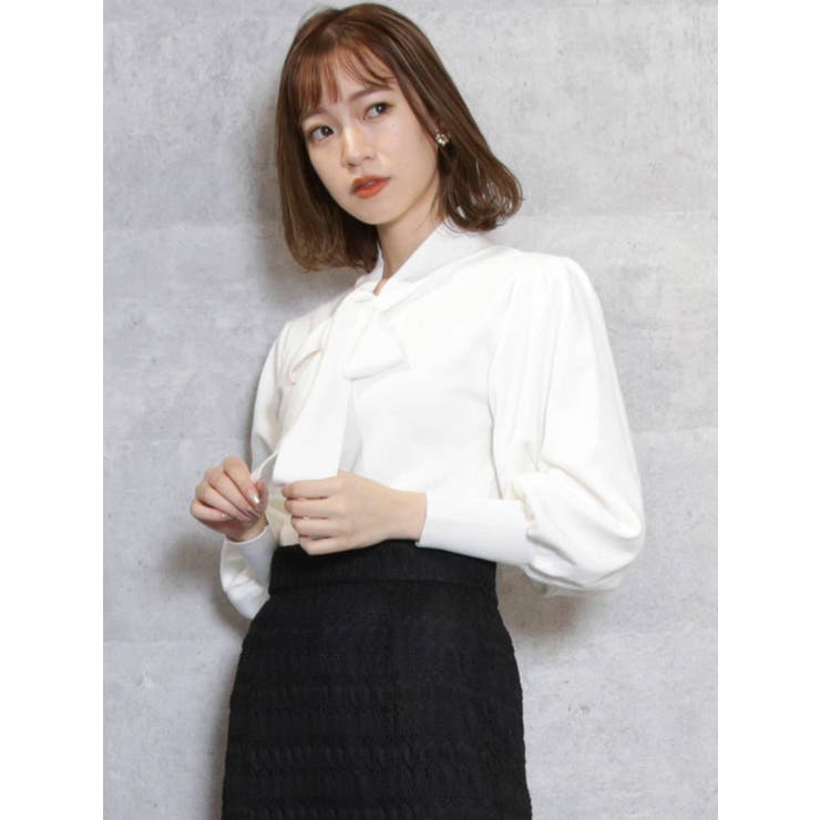 レディース　トップス フェミニンボウタイニットトップス[品番：MKSW0035443]｜dazzlin