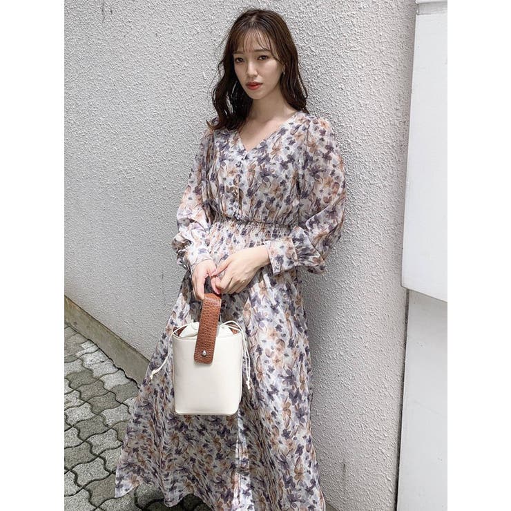 CHAMELEON FLOWER Vネックワンピース[品番：MKSW0040646]｜dazzlin