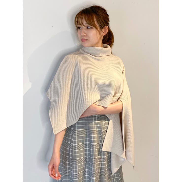 タンTAN Lambs cape タートルネックニットケープ18AW