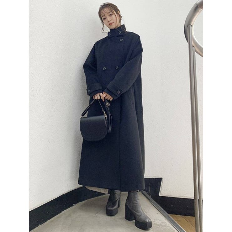 Glam Lips スタンドカラー ファー　オーバーコート Glam Lips スタンドカラー ファーオーバーコート