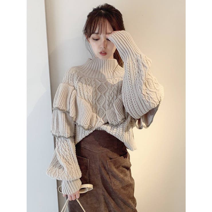 フリルケーブルボリュームニット[品番：MKSW0039781]｜dazzlin