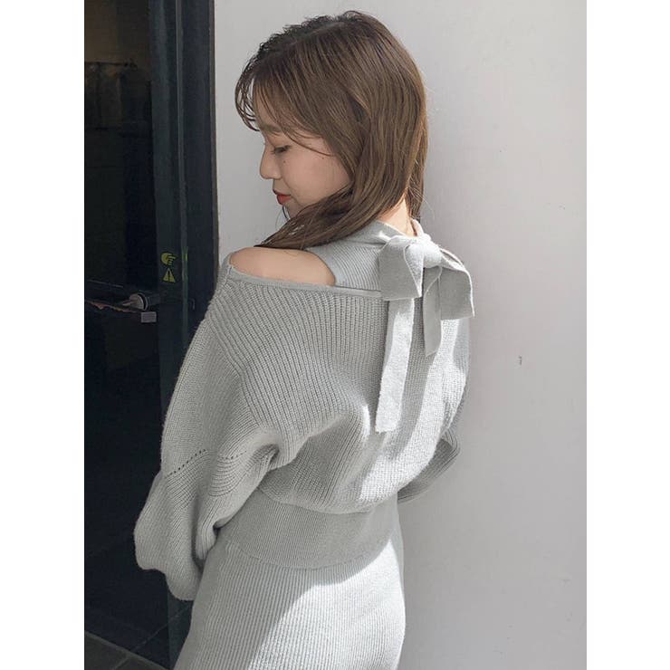 ショルダーオープンリボンワンピース[品番：MKSW0040880]｜dazzlin