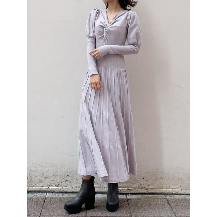 2WAYツイストデザインニットワンピース[品番：MKSW0041149