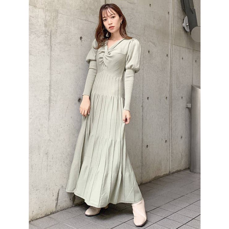 2WAYツイストデザインニットワンピース[品番：MKSW0041149