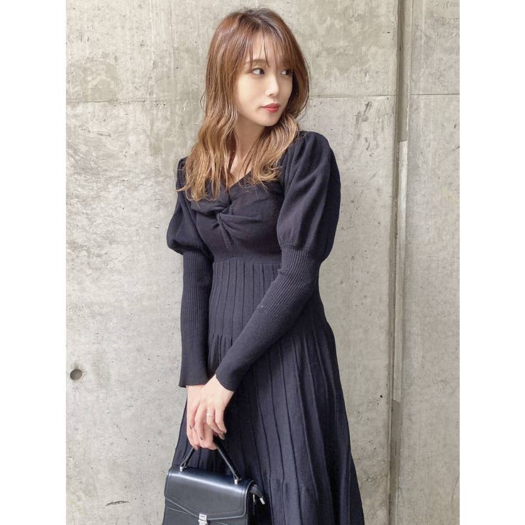 2WAYツイストデザインニットワンピース[品番：MKSW0041149