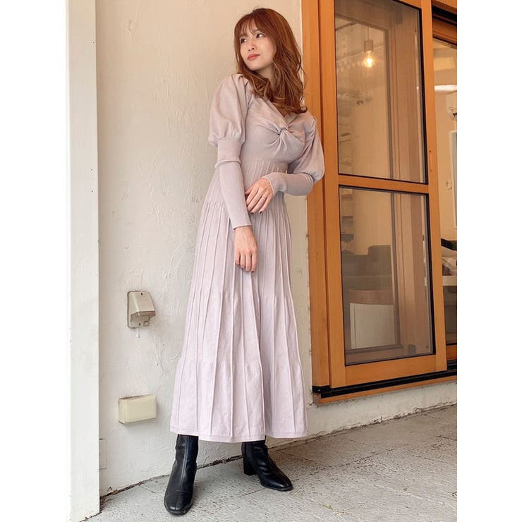 2WAYツイストデザインニットワンピース[品番：MKSW0041149