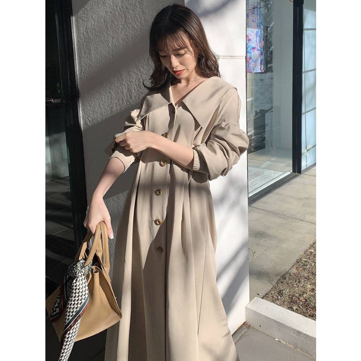 ビッグカラーシングルトレンチワンピース[品番：MKSW0043088]｜dazzlin