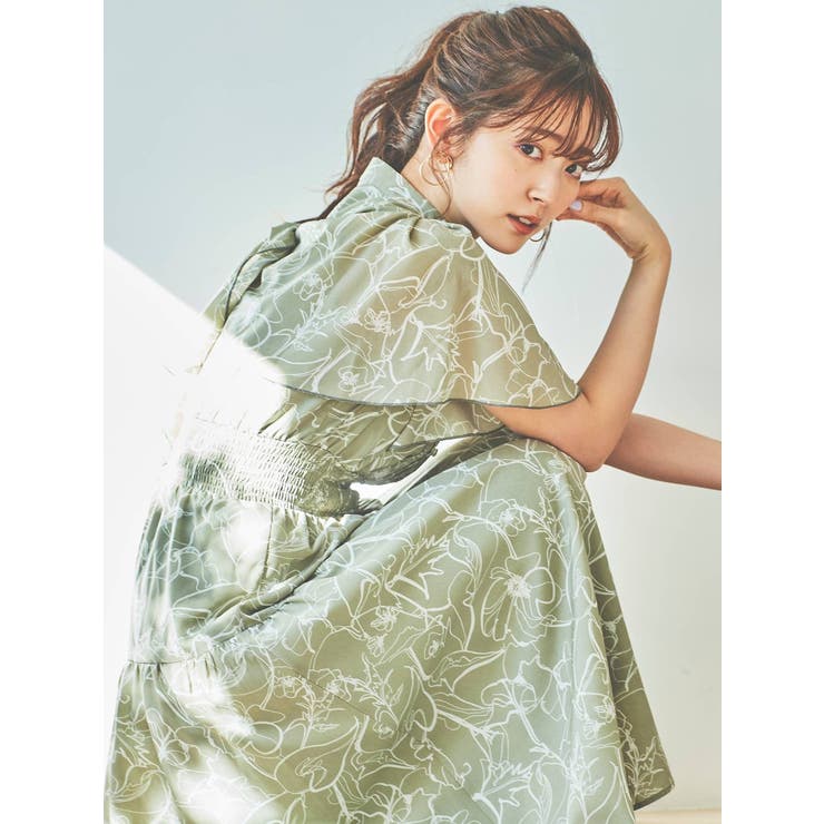 バックリボンプリントワンピース[品番：MKSW0041954]｜dazzlin