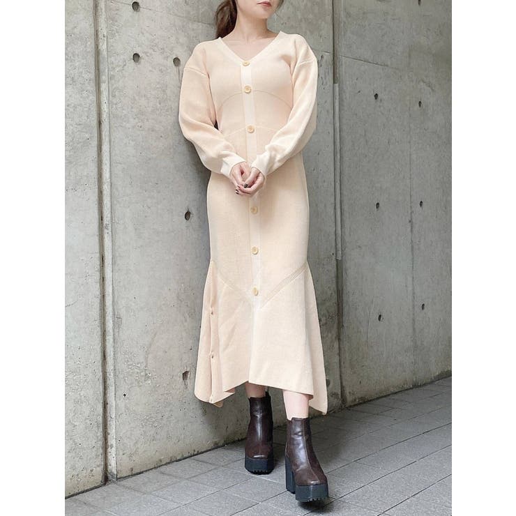 新品♡ルネデリワンピース　M マーメイドニットVネックワンピース[品番：MKSW0041400