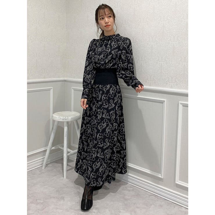 ラインアートリブワンピース[品番：MKSW0041961]｜dazzlin