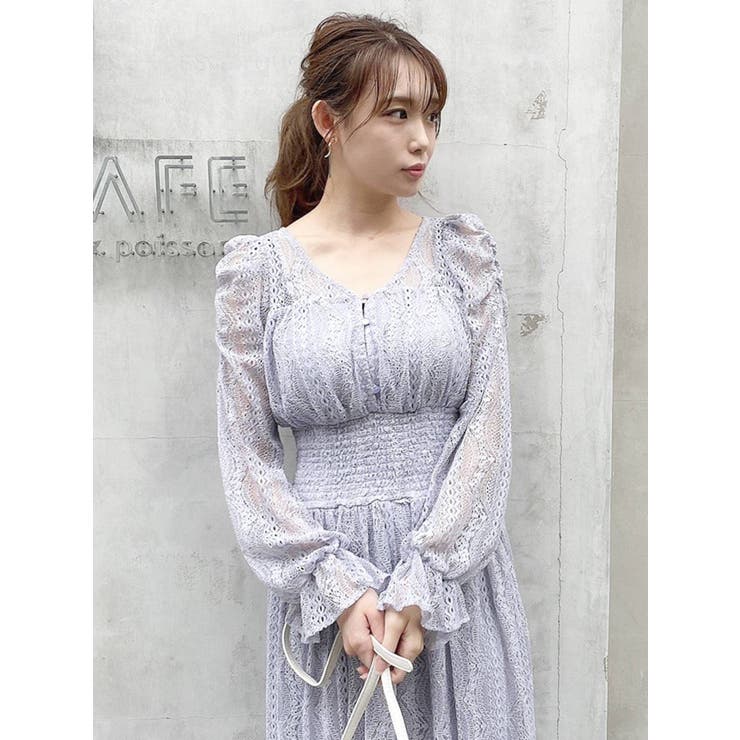 ボリュームスリーブレースワンピース[品番：MKSW0042336]｜dazzlin