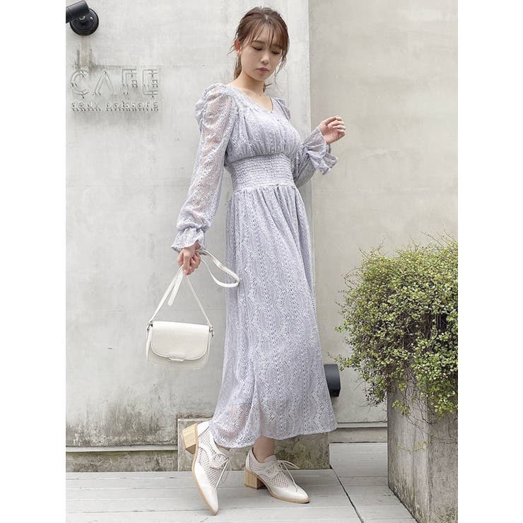 ボリュームスリーブレースワンピース[品番：MKSW0042336]｜dazzlin