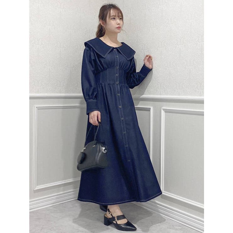 dazzlin ワンピース 美品 レースドッキングスリーブワンピース[品番：MKSW0064223]｜dazzlin