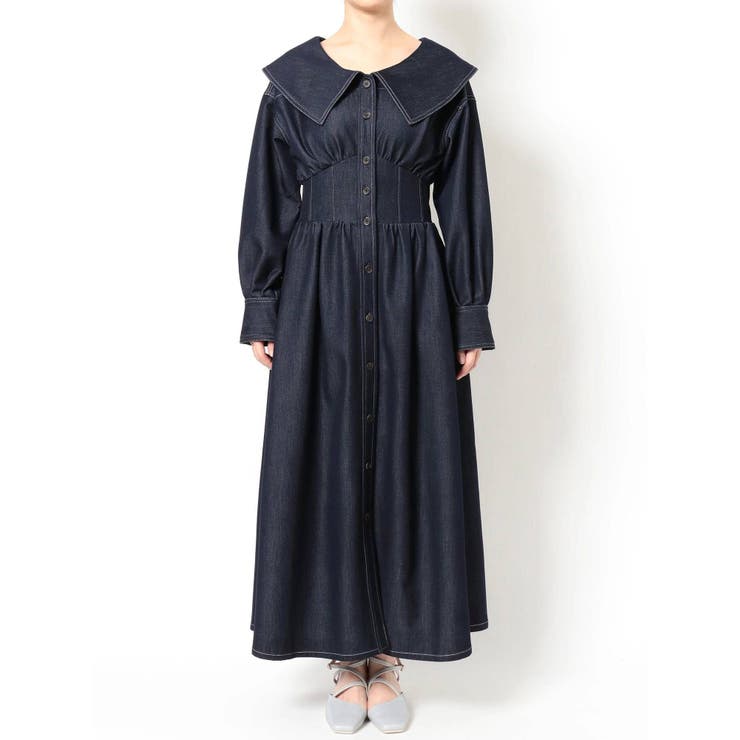 ビッグカラーレースアップワンピース[品番：MKSW0041962]｜dazzlin